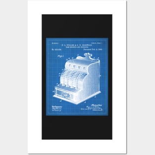 Cash Register Patent - Entrepreneur Office Décor Art - Blueprint Posters and Art